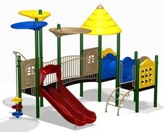 playground with a red slide