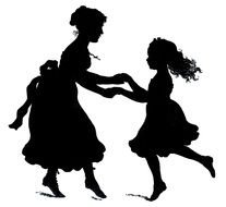 Black silhouette of the mother with the daughter clipart