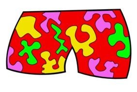 drawing of red summer shorts with drawings