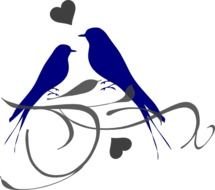 Clipart of kissing love birds