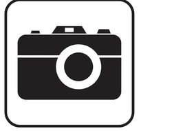 painted black camera on a white sign