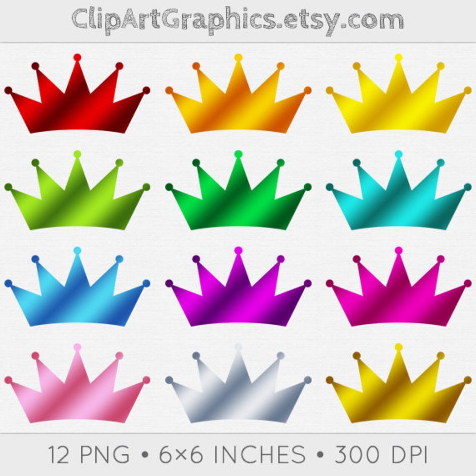 Gold Blue Pink Purple Red Rainbow Crown Prince Or