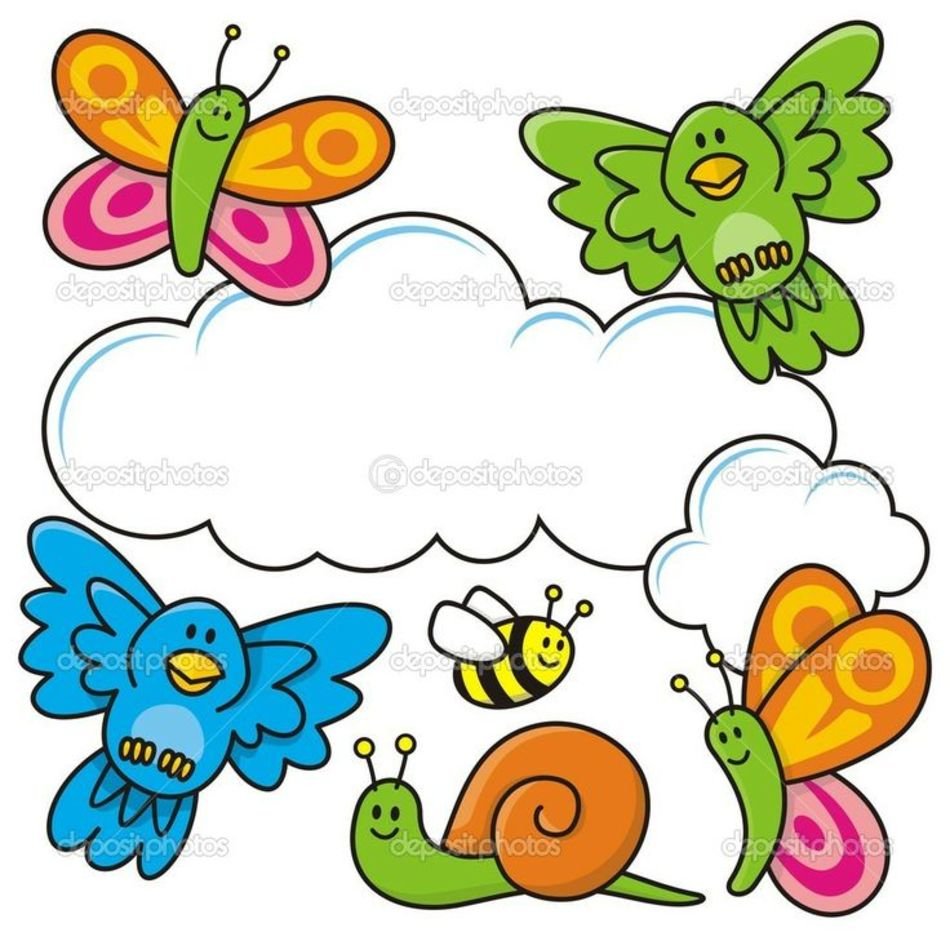 Cute Spring Scene With Baby Animal Cartoons