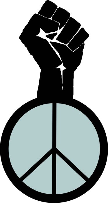 peace sign and fist