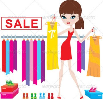 Young Woman On Clothes And Footwear Sale Commercial Shopping