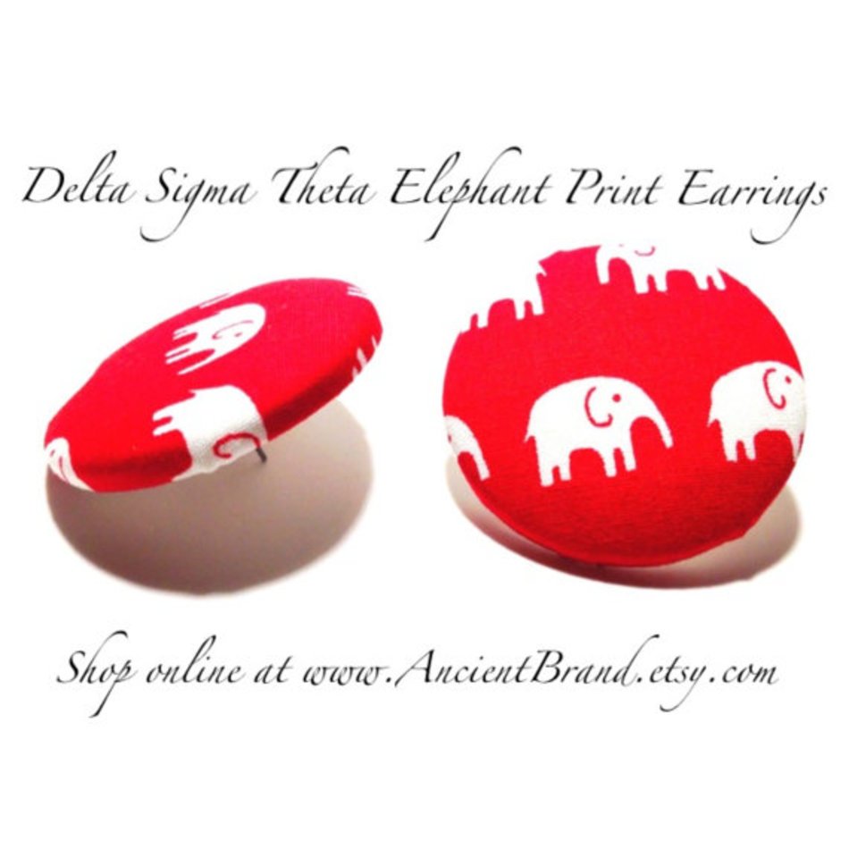 Oversized Delta Sigma Theta Elephant Button Earrings