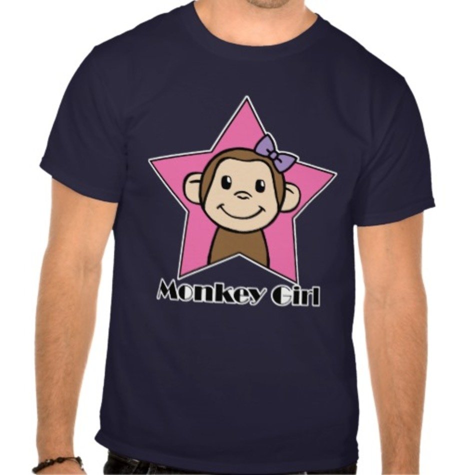 Cartoon Smile Monkey Girl Pink Star Bow T Shirts Zazzle