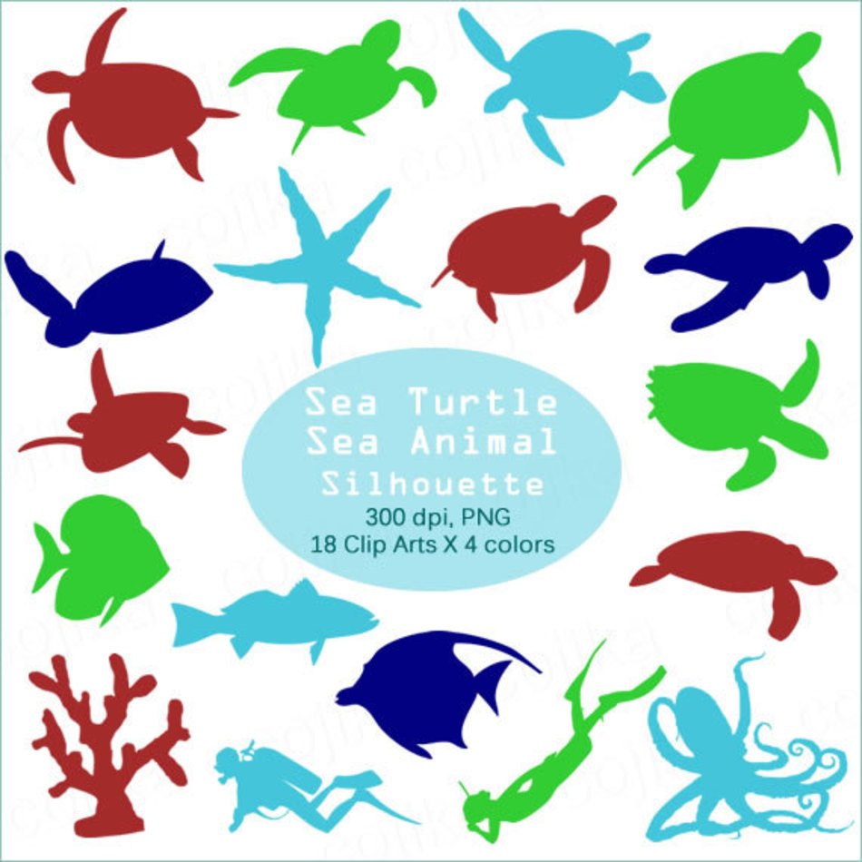 Silhouette Turtles drawing