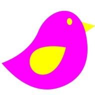 pink bird with a yellow wing