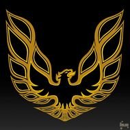 logo with a yellow eagle on a black background