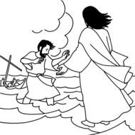 Jesus Walks On The Water, Coloring Page