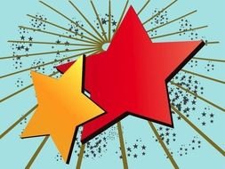 yellow and red stars on a blue background