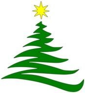 green christmas tree with golden star as picture for clipart