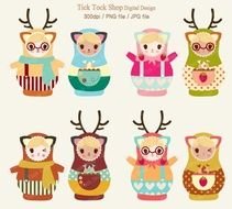 Colorful Matryoshkas clipart