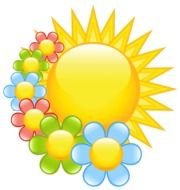 bright sun among the flowers as a colorful picture