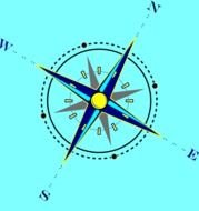 compass drawing on blue background