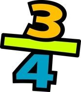 colorful mathematical fraction as a picture for clipart