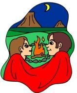 couple in love near the fire