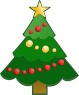 clipart of decorated christmas tree with star