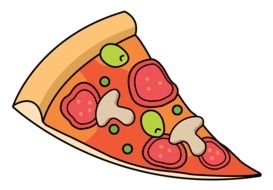 slice pizza on the black background