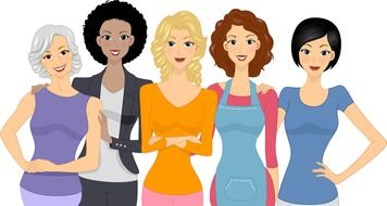 Clipart of group of beautiful women