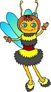 cartoon bee with blue wings