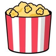 drawing of popcorn in a striped glass