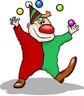 painted clown with colorful balls