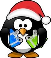 penguin with gifts as a graphic image