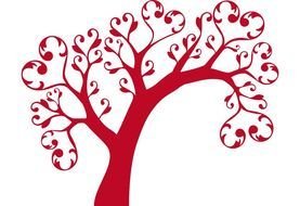 Heart red Tree drawing