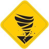 yellow tornado warning sign