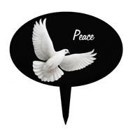 white dove and the inscription peace on a black background