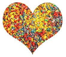 Heart of colored grains