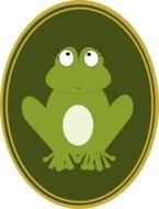 frog symbol on a green oval