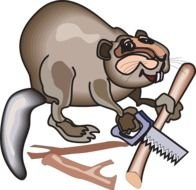 Busy Cartoon Saw Beaver Art Animal Business