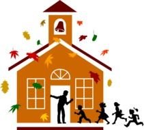 Clip art of chapel and leaves