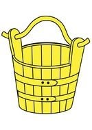 vintage wooden Water Pail, drawing