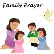 Family Prayer, moher praying with kids, drawing