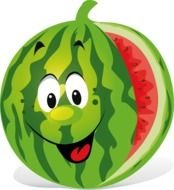 Clipart of sliced happy Watermelon