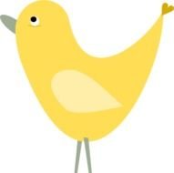 painted yellow bird with a gray beak