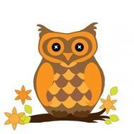 drawing of orange Owl on branch