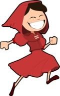 drawing of a happy little red riding hood