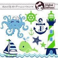 Nautical Baby Boy Whale Octopus Anchor
