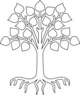 Simple Tree Outline With Roots Roots white