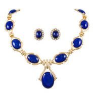 Lapis Diamond Necklace And Earrings Suite