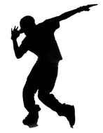 clipart of black silhouette of a hip hop dancer on a white background