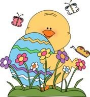 Spring Easter Chick Image Holding A Big Egg