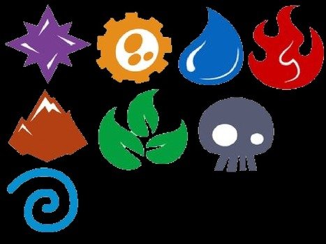 colorful elements on the black background