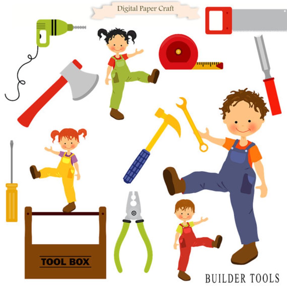 Clipart Builder Tools Woodwork Building By Digitalpapercraft