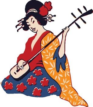 Geisha Playing Shamisen At Clkercom Vector Online